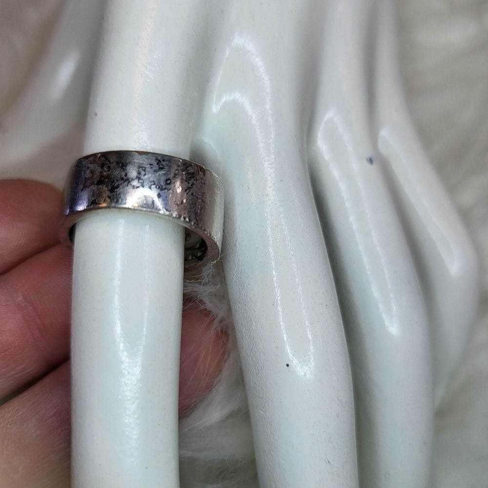 Silver Rose Gold Cubic Zirconia Band Ring Size 6 - Picture 3 of 6